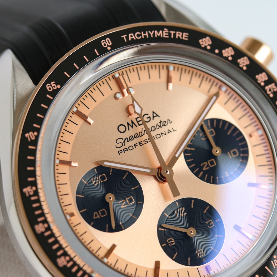 Chronograph -Rosegold- Black Silver - Black Rubber- Automatic - 42mm