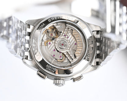 Chronograph - Red White - Silver 316L Steel - Automatic - 42mm