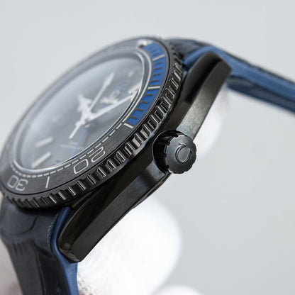 L Size Black Blue Steel - Blue Leather - Automatic - 45.5mm
