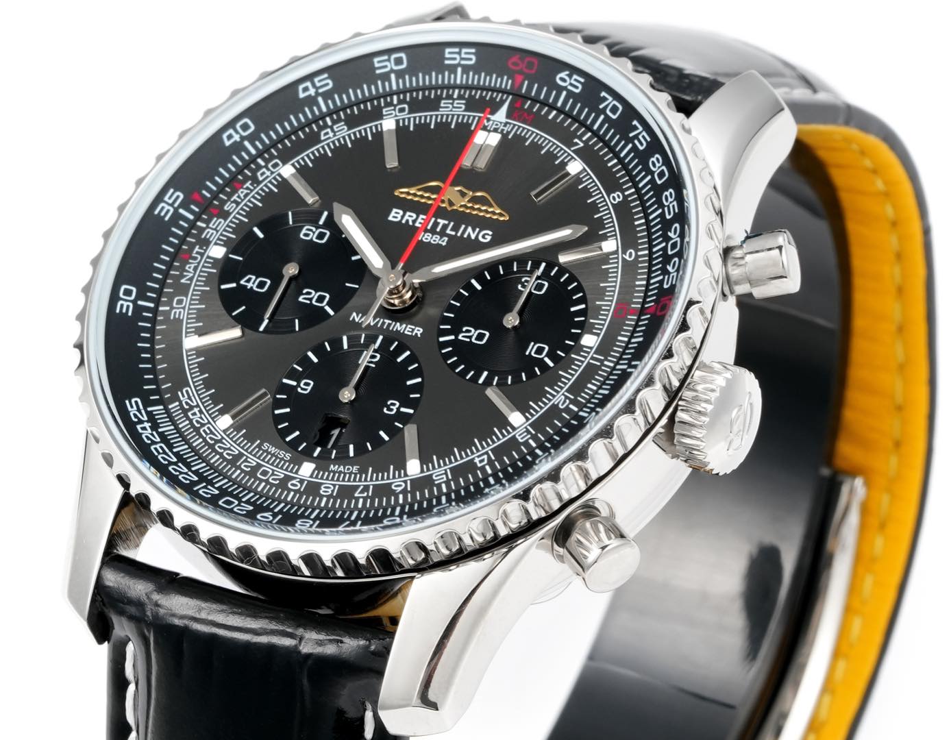 Chronograph - White Ceramic - Grey Black- N-Timer - Brown Leather - Automatic - 43mm