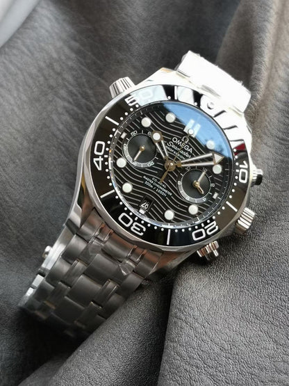 Compensation watch(without box)- Black Steel - Chronograph - Quartz - Automatic - 44mm