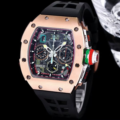 Chronograph - Rosegold Ceramic- Black Rubber- Quartz - 41*49mm